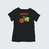 "1 Month"- Comfort Fit Maternity T-shirt With Prints - BLACK - XS XS(Chest 32")