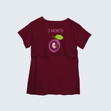 "3 Month"- Comfort Fit Maternity T-shirt With Prints - MAROON - XS XS(Chest 32")