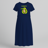 "4 Month"- Comfort Fit Maternity Maxi Dress With Prints - NAVY BLUE - Extra Small (Chest 32")