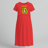 "4 Month"- Comfort Fit Maternity Maxi Dress With Prints - RED - Extra Small (Chest 32")