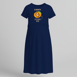 "5 Month"- Comfort Fit Maternity Maxi Dress With Prints - NAVY BLUE - Extra Small (Chest 32")