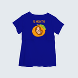 "5 Month"- Comfort Fit Maternity T-shirt With Prints - ROYAL BLUE - XS XS(Chest 32")