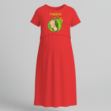 "9 Month"- Comfort Fit Maternity Maxi Dress With Prints - RED - Extra Small (Chest 32")