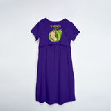 "9 Month"- Comfort Fit Maternity Maxi Dress With Prints - VIOLET - XS XS(Chest 32")