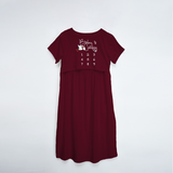 "Baby Is Coming..."- Comfort Fit Maternity Maxi Dress With Prints - MAROON - XS XS(Chest 32")