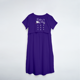 "Baby Is Coming..."- Comfort Fit Maternity Maxi Dress With Prints - VIOLET - XS XS(Chest 32")