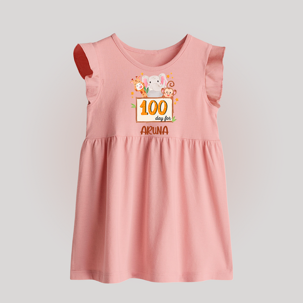 100 Days Old Baby Frock | Personalized Baby Frock for 100 Days Milestone - BABY PINK - 0 - 3 Months Old (Chest 17")
