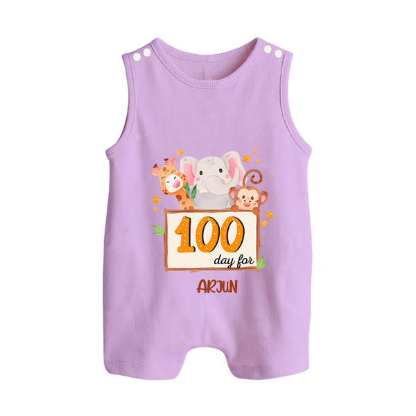 100 Days Old Romper Suit | Personalized Baby Romper Suit for 100 Days Milestone - LILAC - 0 - 5 Months Old (Chest 18")