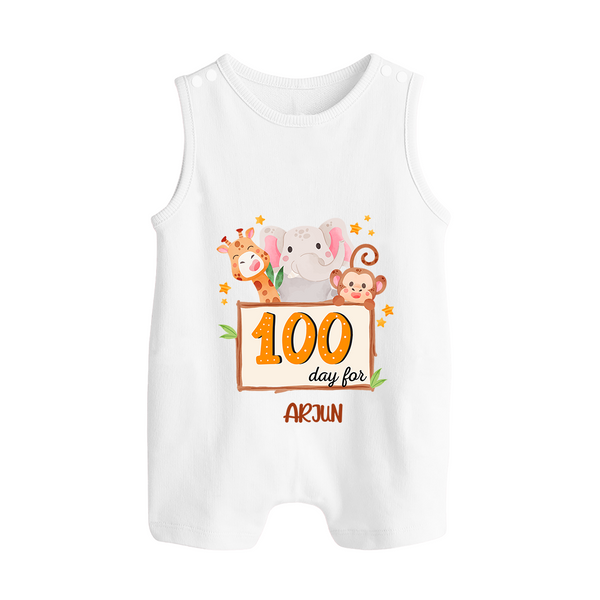 100 Days Old Romper Suit | Personalized Baby Romper Suit for 100 Days Milestone - WHITE - 0 - 5 Months Old (Chest 18")
