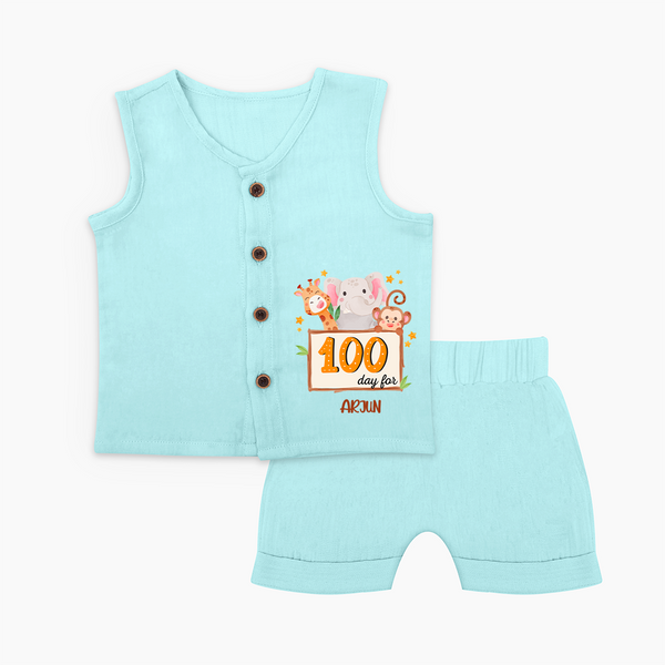 100 Days Old Jabla Set | Personalized Baby Jabla Set for 100 Days Milestone - BABY BLUE - 0 - 3 Months Old (Chest 9.8")