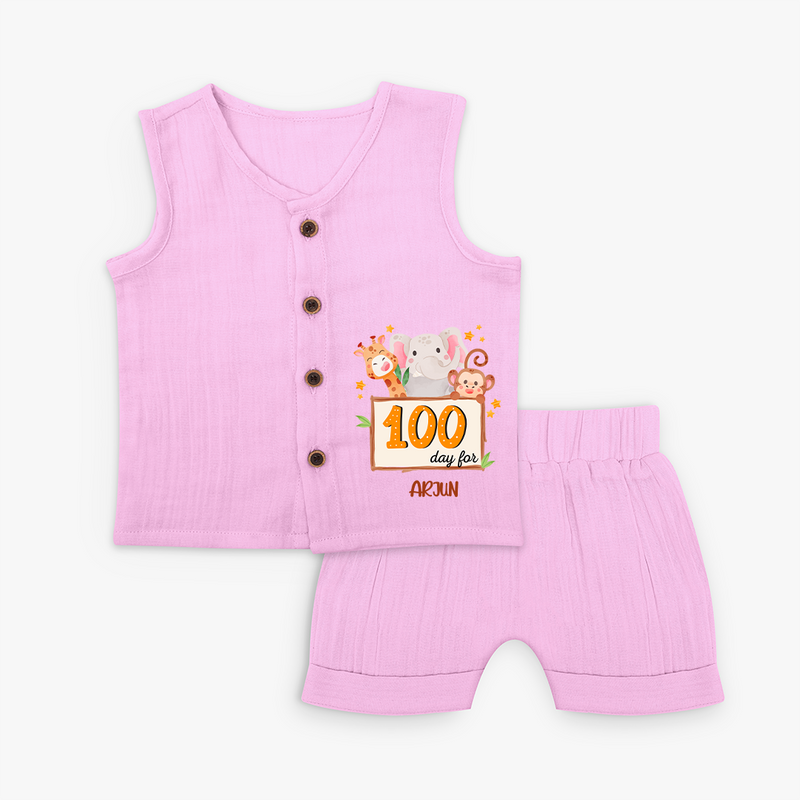 100 Days Old Jabla Set | Personalized Baby Jabla Set for 100 Days Milestone - BABY PINK - 0 - 3 Months Old (Chest 9.8")