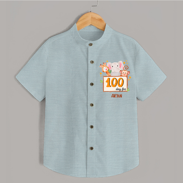 100 Days Old Shirt | Personalized Baby Shirt for 100 Days Milestone - ARCTIC BLUE - 0 - 6 Months Old (Chest 23")