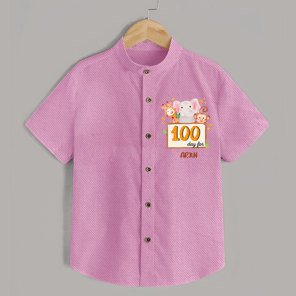 100 Days Old Shirt | Personalized Baby Shirt for 100 Days Milestone - BABY PINK - 0 - 6 Months Old (Chest 23")