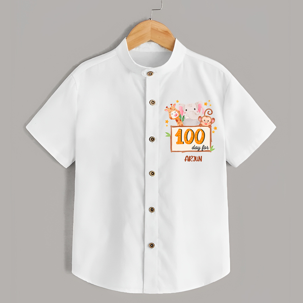 100 Days Old Shirt | Personalized Baby Shirt for 100 Days Milestone - WHITE - 0 - 6 Months Old (Chest 23")