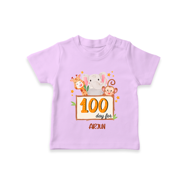 100 Days Old T-Shirt | Personalized Baby T-Shirt for 100 Days Milestone - LILAC - 0-5 Months Old (Chest 17")