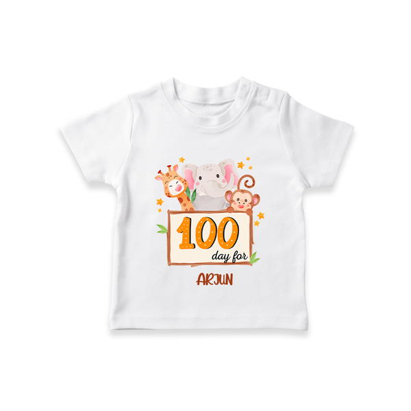 100 Days Old T-Shirt | Personalized Baby T-Shirt for 100 Days Milestone - WHITE - 0-5 Months Old (Chest 17")