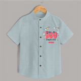 100 Days 100 | Personalized Baby Shirt for 100 Days Milestone - ARCTIC BLUE - 0 - 6 Months Old (Chest 23")