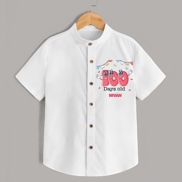 100 Days 100 | Personalized Baby Shirt for 100 Days Milestone - WHITE - 0 - 6 Months Old (Chest 23")