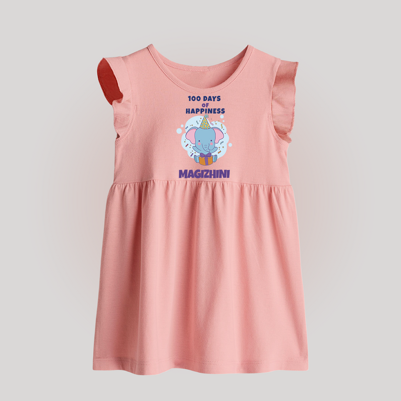 100 Days of Happiness Baby Frock | Custom Baby Frock for 100 Days Celebration - BABY PINK - 0 - 3 Months Old (Chest 17")