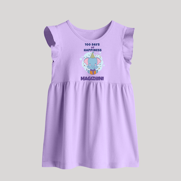 100 Days of Happiness Baby Frock | Custom Baby Frock for 100 Days Celebration - LILAC - 0 - 3 Months Old (Chest 17")