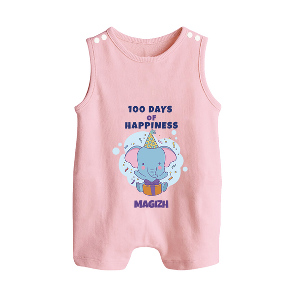 100 Days of Happiness Romper Suit | Custom Baby Romper Suit for 100 Days Celebration - BABY PINK - 0 - 5 Months Old (Chest 18")