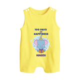 100 Days of Happiness Romper Suit | Custom Baby Romper Suit for 100 Days Celebration - PASTEL YELLOW - 0 - 5 Months Old (Chest 18")