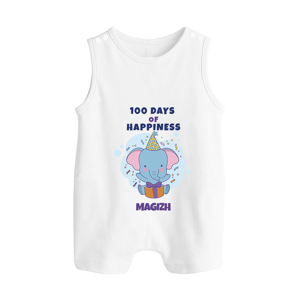 100 Days of Happiness Romper Suit | Custom Baby Romper Suit for 100 Days Celebration - WHITE - 0 - 5 Months Old (Chest 18")