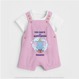 100 Days of Happiness Dungaree Set | Custom Baby Dungaree Set for 100 Days Celebration - BABY PINK - 0 - 5 Months Old (Chest 18")