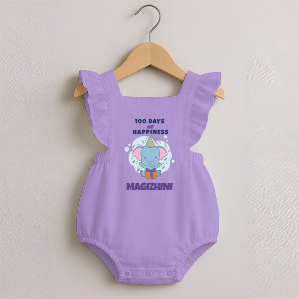 100 Days of Happiness Romper Frock | Custom Baby Romper Frock for 100 Days Celebration - LILAC - 0 - 3 Months Old (Chest 19")