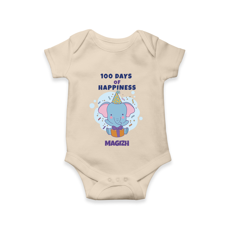 100 Days of Happiness Romper | Custom Baby Romper for 100 Days Celebration - IVORY - New Born (Chest 14")