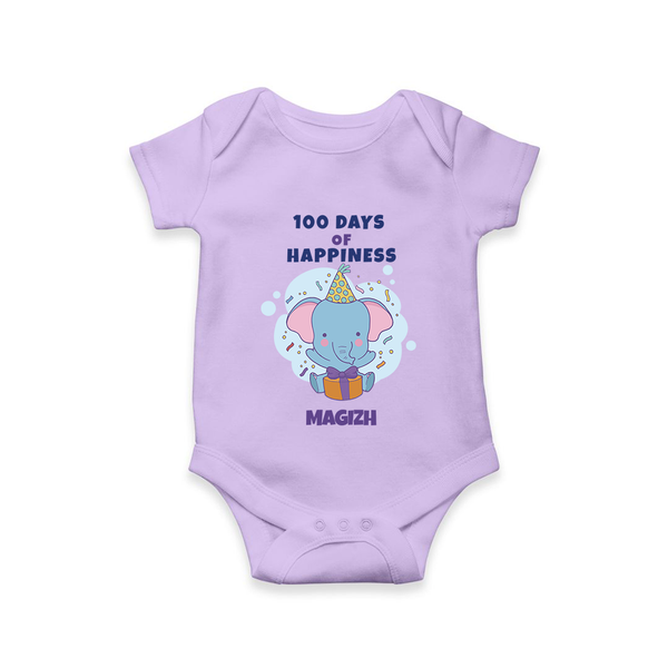 100 Days of Happiness Romper | Custom Baby Romper for 100 Days Celebration - LILAC - New Born (Chest 14")