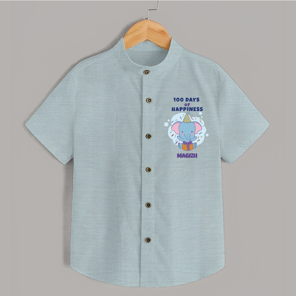 100 Days of Happiness Shirt | Custom Baby Shirt for 100 Days Celebration - ARCTIC BLUE - 0 - 6 Months Old (Chest 23")
