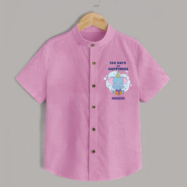 100 Days of Happiness Shirt | Custom Baby Shirt for 100 Days Celebration - BABY PINK - 0 - 6 Months Old (Chest 23")