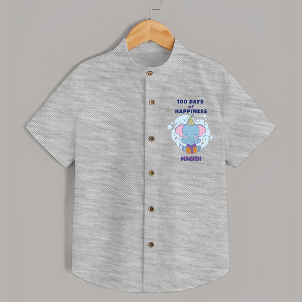 100 Days of Happiness Shirt | Custom Baby Shirt for 100 Days Celebration - GREY - 0 - 6 Months Old (Chest 23")
