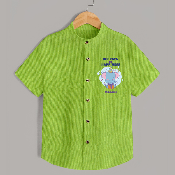 100 Days of Happiness Shirt | Custom Baby Shirt for 100 Days Celebration - LIME GREEN - 0 - 6 Months Old (Chest 23")