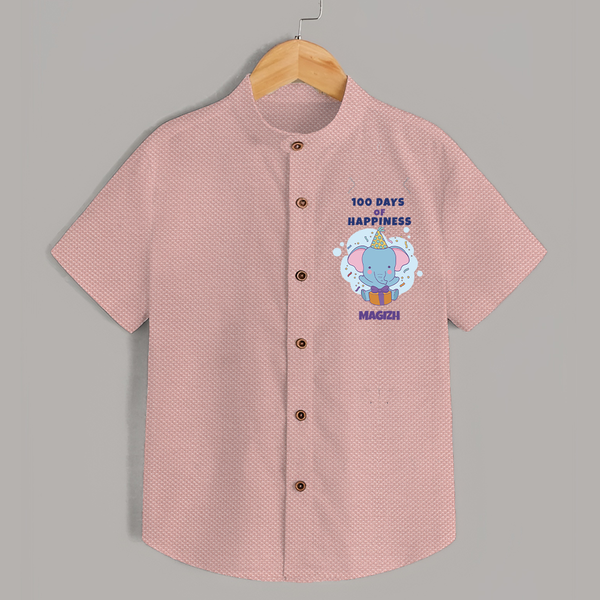 100 Days of Happiness Shirt | Custom Baby Shirt for 100 Days Celebration - PEACH - 0 - 6 Months Old (Chest 23")