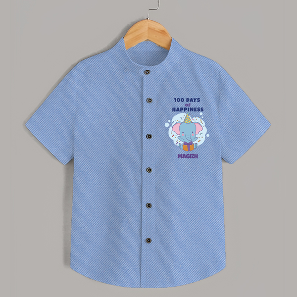100 Days of Happiness Shirt | Custom Baby Shirt for 100 Days Celebration - SKY BLUE - 0 - 6 Months Old (Chest 23")