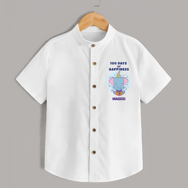 100 Days of Happiness Shirt | Custom Baby Shirt for 100 Days Celebration - WHITE - 0 - 6 Months Old (Chest 23")