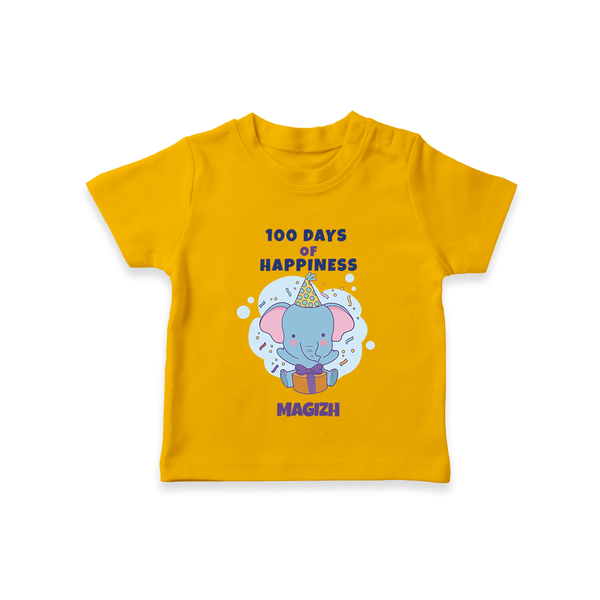 100 Days of Happiness T-Shirt | Custom Baby T-Shirt for 100 Days Celebration - CHROME YELLOW - 0-5 Months Old (Chest 17")