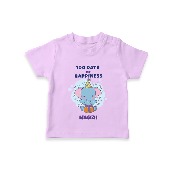 100 Days of Happiness T-Shirt | Custom Baby T-Shirt for 100 Days Celebration - LILAC - 0-5 Months Old (Chest 17")