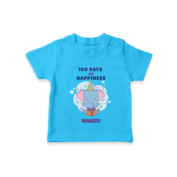 100 Days of Happiness T-Shirt | Custom Baby T-Shirt for 100 Days Celebration - SKY BLUE - 0-5 Months Old (Chest 17")