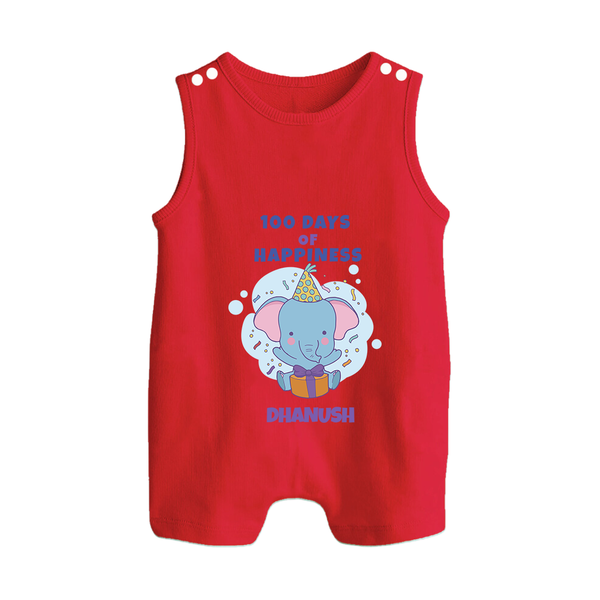 100 Days of Happiness Romper Suit | Custom Baby Romper Suit for 100 Days Celebration - RED - 0 - 5 Months Old (Chest 18")