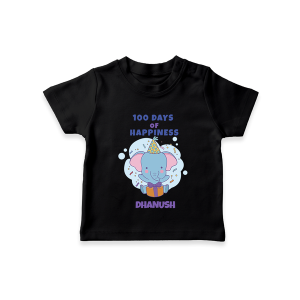 100 Days of Happiness T-Shirt | Custom Baby T-Shirt for 100 Days Celebration - BLACK - 0-5 Months Old (Chest 17")