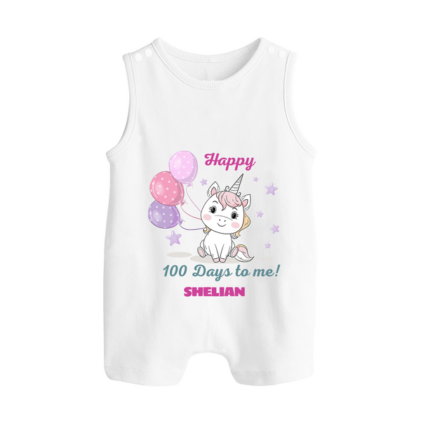 Happy 100 Days to Me Romper Suit | Personalized Baby Romper Suit for 100 Days - WHITE - 0 - 5 Months Old (Chest 18")