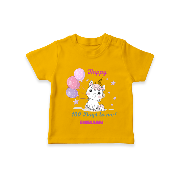 Happy 100 Days to Me T-Shirt | Personalized Baby T-Shirt for 100 Days - CHROME YELLOW - 0-5 Months Old (Chest 17")
