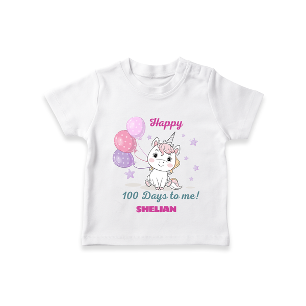 Happy 100 Days to Me T-Shirt | Personalized Baby T-Shirt for 100 Days - WHITE - 0-5 Months Old (Chest 17")