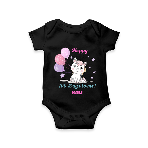 Happy 100 Days to Me Romper | Personalized Baby Romper for 100 Days - BLACK - New Born (Chest 14")