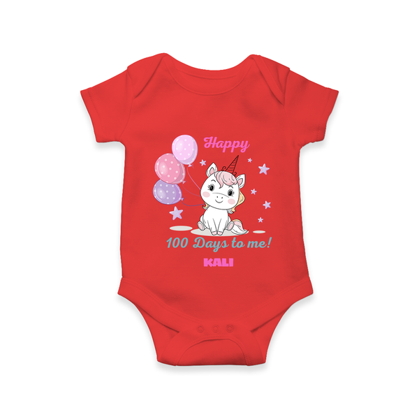Happy 100 Days to Me Romper | Personalized Baby Romper for 100 Days - RED - New Born (Chest 14")
