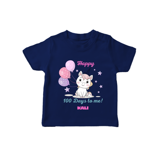Happy 100 Days to Me T-Shirt | Personalized Baby T-Shirt for 100 Days - NAVY BLUE - 0-5 Months Old (Chest 17")