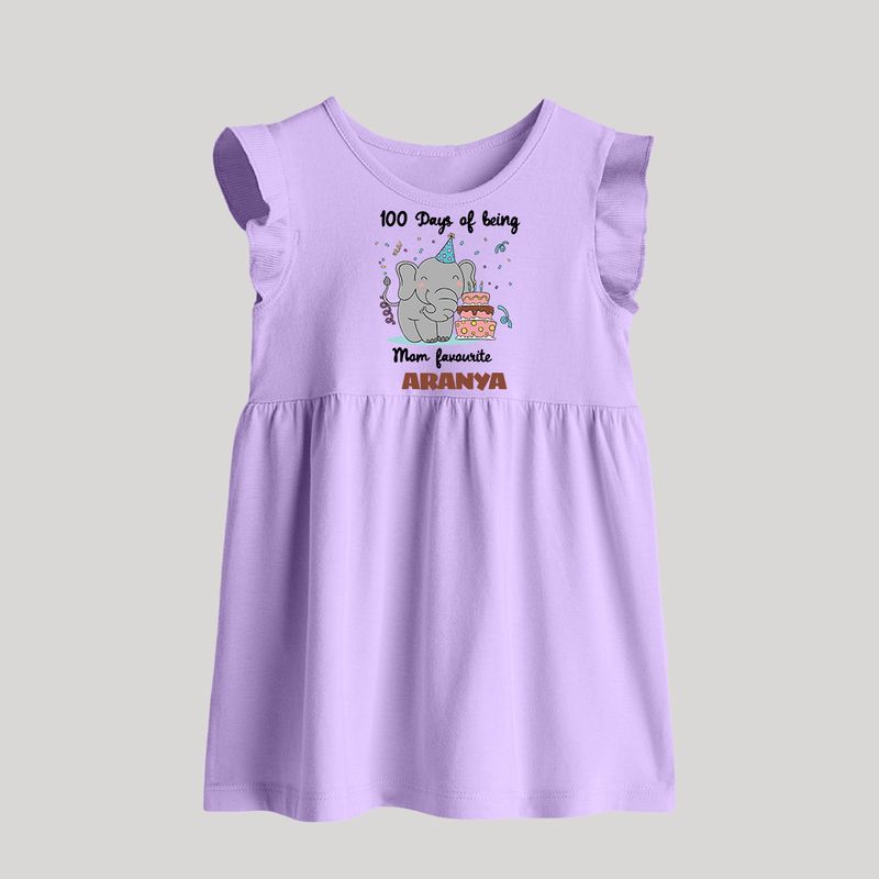 100 Days of Being Mom’s Favorite Baby Frock | Custom Baby Frock for 100 Days - LILAC - 0 - 3 Months Old (Chest 17")